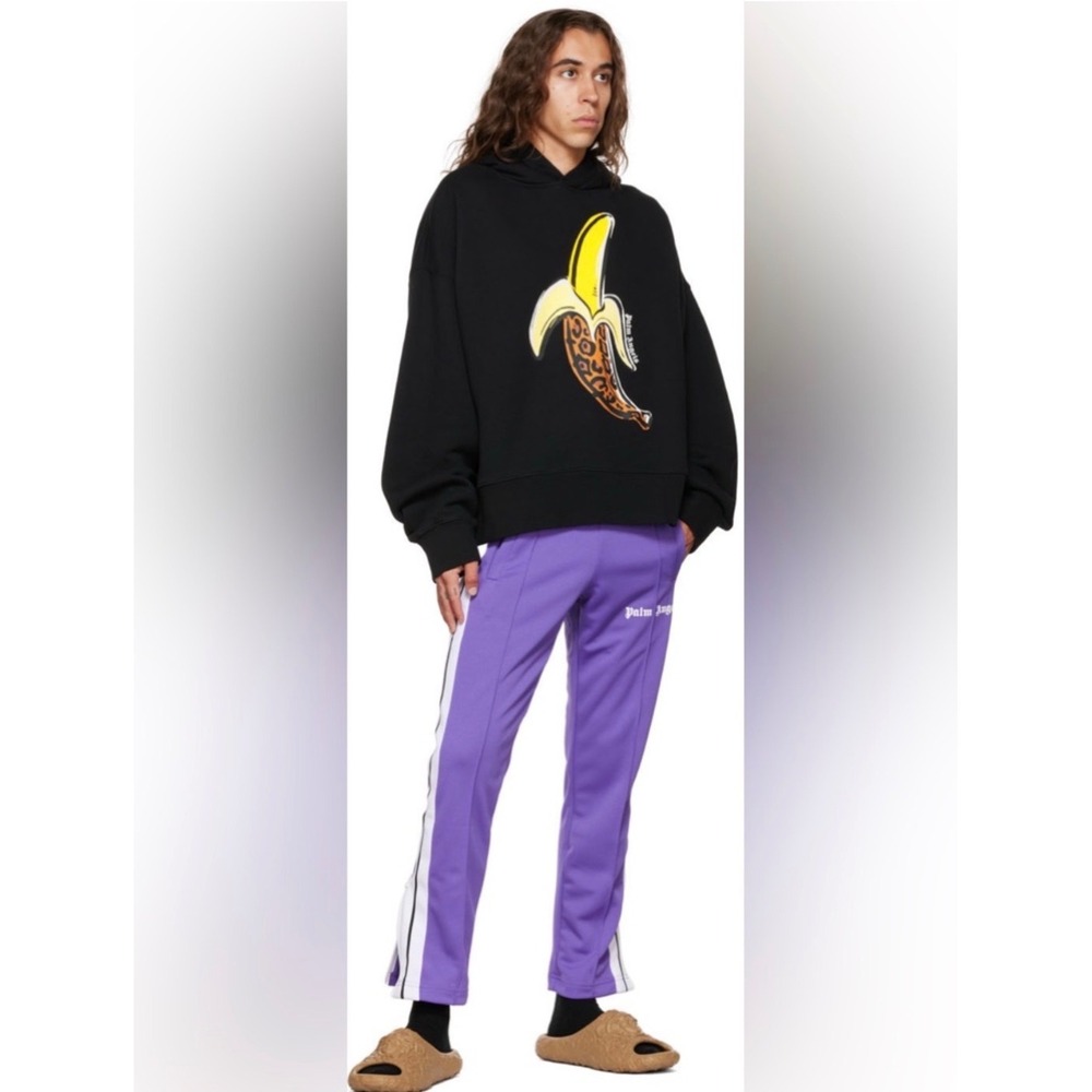 Palm Angels Purple Track Pants Side Stripe Zip Hem Men's Size S